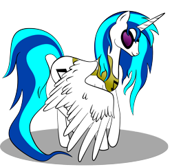 Size: 1956x1905 | Tagged: safe, artist:zomgitsalaura, character:dj pon-3, character:vinyl scratch, species:alicorn, species:pony, alicornified, female, hooves, horn, mare, race swap, simple background, solo, spread wings, sunglasses, transparent background, vector, vinylcorn, wings