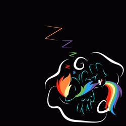 Size: 3600x3600 | Tagged: safe, artist:zomgitsalaura, character:rainbow dash, black background, female, high res, simple background, sleeping, solo, zzz
