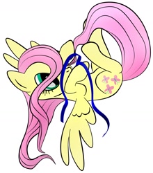 Size: 1470x1674 | Tagged: safe, artist:zomgitsalaura, character:fluttershy, female, ribbon, simple background, solo, white background