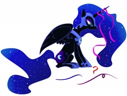 Size: 1968x1496 | Tagged: safe, artist:zomgitsalaura, character:nightmare moon, character:princess luna, female, ribbon, simple background, solo, white background