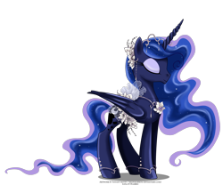 Size: 2100x1750 | Tagged: safe, artist:tiffanymarsou, part of a set, character:princess luna, species:alicorn, species:pony, ethereal mane, eyelashes, eyes closed, female, jewelry, may festival, simple background, solo, transparent background