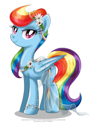 Size: 1410x1900 | Tagged: safe, artist:tiffanymarsou, part of a set, character:rainbow dash, alternate hairstyle, clothing, female, flower, flower in hair, jewelry, may festival, rainbow dash always dresses in style, see-through, simple background, solo, transparent background