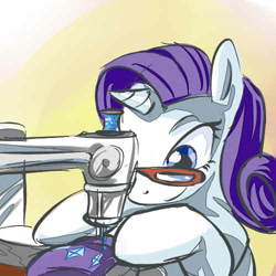 Size: 500x500 | Tagged: safe, artist:lexx2dot0, character:rarity, female, glasses, sewing, sewing machine, solo