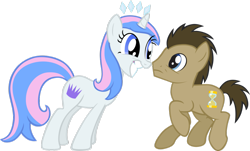 Size: 1151x694 | Tagged: safe, artist:liggliluff, character:doctor whooves, character:time turner, oc, oc:princess paradise, simple background, tell me i'm pretty, tiara, transparent background, vector