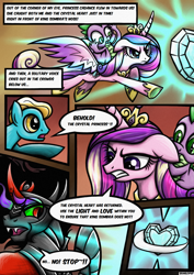 Size: 1240x1754 | Tagged: safe, artist:rambopvp, character:bright smile, character:king sombra, character:princess cadance, character:spike, species:crystal pony, species:pony, episode:the crystal empire, g4, my little pony: friendship is magic, comic, crystal empire, crystal heart, scene interpretation