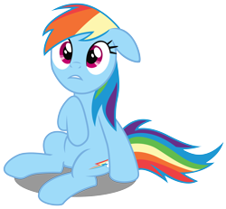 Size: 6500x6000 | Tagged: safe, artist:caliazian, character:rainbow dash, episode:the mysterious mare do well, g4, my little pony: friendship is magic, absurd resolution, cute, dashabetes, female, floppy ears, frown, simple background, sitting, solo, transparent background, vector