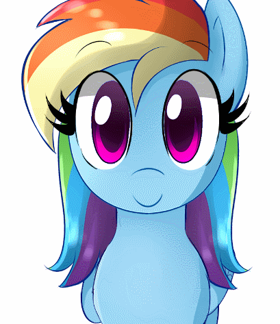 Size: 409x473 | Tagged: dead source, safe, artist:marytheechidna, character:rainbow dash, species:pegasus, species:pony, alternate hairstyle, animated, blinking, blue, cute, dashabetes, dawwww, diabetes, emofuri, eyes closed, female, girly, green, happy, head tilt, hnnng, looking at you, mare, nuzzling, orange, purple, red, simple background, smiling, so fucking happy, solo, sweet dreams fuel, tomboy taming, uguu, weapons-grade cute, white background, yellow