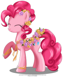 Size: 1332x1624 | Tagged: safe, artist:tiffanymarsou, part of a set, character:pinkie pie, female, flower, may festival, simple background, solo, transparent background