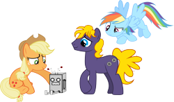 Size: 7928x4668 | Tagged: safe, artist:daydreamsyndrom, character:applejack, character:rainbow dash, oc, absurd resolution, robot, simple background
