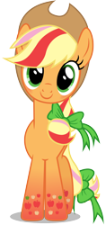 Size: 6000x12750 | Tagged: safe, artist:caliazian, character:applejack, episode:twilight's kingdom, g4, my little pony: friendship is magic, .ai available, absurd resolution, clothing, cowboy hat, cute, female, hat, jackabetes, let the rainbow remind you, looking at you, rainbow power, simple background, solo, stetson, transparent background, vector