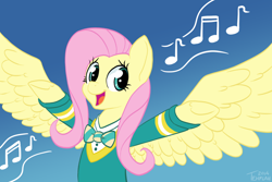 Size: 1280x853 | Tagged: safe, artist:tehflah, character:fluttershy, episode:filli vanilli, g4, my little pony: friendship is magic, bow tie, clothing, female, mlpgdraws, ponytones outfit, solo