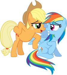 Size: 3987x4440 | Tagged: safe, artist:daydreamsyndrom, character:applejack, character:rainbow dash, ship:appledash, bedroom eyes, female, lesbian, shipping, simple background, transparent background, vector