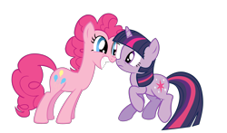 Size: 5176x3048 | Tagged: safe, artist:daydreamsyndrom, character:pinkie pie, character:twilight sparkle, absurd resolution, scared, simple background, transparent background, vector