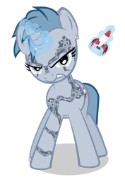 Size: 1024x1448 | Tagged: safe, artist:misteraibo, eve online, glare, gritted teeth, looking at you, magic, piercing, ponified, rocket, simple background, solo, telekinesis, transparent background, vector