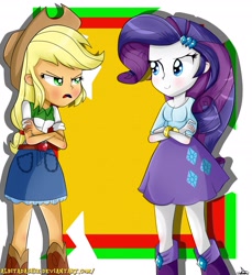 Size: 2000x2184 | Tagged: safe, artist:vixelzf, character:applejack, character:rarity, my little pony:equestria girls