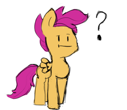 Size: 867x751 | Tagged: safe, artist:davierocket, character:scootaloo, species:pegasus, species:pony, female, question mark, simple background, sketch, solo, white background
