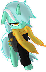 Size: 1933x2994 | Tagged: safe, artist:doctor-derpy, artist:paradoxbroken, character:lyra heartstrings, fanfic:background pony, clothing, dig the swell hoodie, female, hoodie, lidded eyes, messy mane, scarf, simple background, solo, transparent background, vector