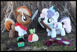 Size: 1600x1079 | Tagged: safe, artist:peruserofpieces, character:button mash, character:sweetie belle, accessories, buttonbetes, cute, diasweetes, don't mine at night, irl, photo, plushie