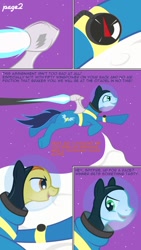 Size: 724x1280 | Tagged: safe, artist:taharon, character:soarin', character:spitfire, comic:the wonderbolts, astronaut, explicit series, grimdark series, jetpack, moon, space suit