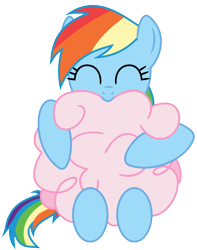 Size: 620x785 | Tagged: safe, artist:s.guri, character:rainbow dash, cotton candy, eating, eyes closed, female, food, happy, hug, simple background, solo, transparent background, vector