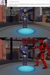 Size: 1024x1536 | Tagged: safe, artist:php74, character:rarity, 3d, ask, crossover, gmod, rarispy, red vs blue, rvb, sarge, team fortress 2, tumblr, tumblr comic