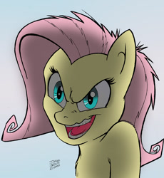 Size: 900x977 | Tagged: safe, artist:creamygravy, character:fluttershy, .mov, crazy face, faec, female, pony.mov, shed.mov, solo