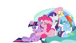 Size: 11200x6300 | Tagged: safe, artist:s.guri, character:fluttershy, character:pinkie pie, character:rainbow dash, character:rarity, character:twilight sparkle, character:twilight sparkle (alicorn), species:alicorn, species:pony, episode:tanks for the memories, g4, my little pony: friendship is magic, absurd resolution, bathrobe, clothing, crying, eyes closed, female, floppy ears, frown, gritted teeth, mare, robe, running makeup, simple background, transparent background, vector, wavy mouth, wide eyes