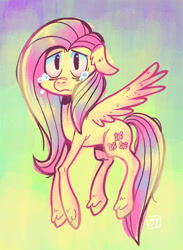 Size: 600x819 | Tagged: safe, artist:steveholt, character:fluttershy, species:pegasus, species:pony, crying, female, floppy ears, fluttercry, mare, sad, solo, spread wings, teary eyes, wings