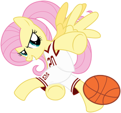 Size: 7000x6500 | Tagged: safe, artist:caliazian, character:fluttershy, absurd resolution, ball, basketball, clothing, female, jersey, solo, sports