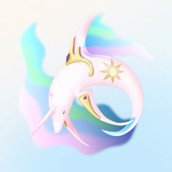 Size: 3000x3000 | Tagged: safe, artist:foxbeast, character:princess celestia, cetacean, crossover, dolphin, ecco 2 future dolphin, ecco the dolphin, female, narwhal, ocean, solo, species swap, transformation, video game, wat