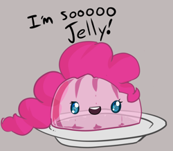 Size: 1280x1118 | Tagged: safe, artist:acharmingpony, character:pinkie pie, :d, adorawat, cute, diapinkes, inanimate tf, jelly, literal, looking at you, open mouth, plate, pun, smiling, solo, transformation, wat