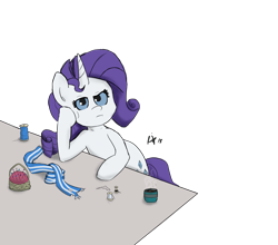 Size: 2000x1760 | Tagged: safe, artist:davierocket, character:rarity, clothing, female, pincushion, rarity is not amused, scarf, sewing, simple background, solo, thread, transparent background