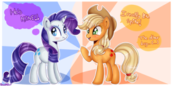 Size: 4600x2281 | Tagged: safe, artist:vixelzf, character:applejack, character:rarity, character:spike, ship:applespike, ship:sparity, female, jealous, male, scrunchy face, shipping, sparijack, spike gets all the mares, straight