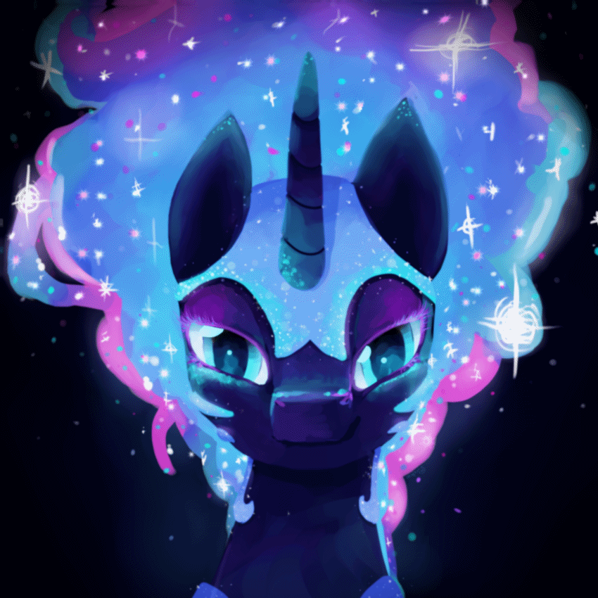 Size: 850x850 | Tagged: safe, artist:equum_amici, artist:mapony240, character:nightmare moon, character:princess luna, animated, bedroom eyes, cinemagraph, eyelashes, female, looking at you, portrait, pretty, smiling, solo
