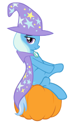 Size: 4600x7600 | Tagged: safe, artist:sofunnyguy, character:trixie, species:pony, species:unicorn, absurd resolution, female, halloween, mare, pumpkin, simple background, sitting, solo, transparent background, vector