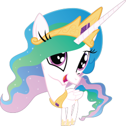 Size: 3916x3920 | Tagged: safe, artist:felix-kot, character:princess celestia, species:pony, chibi, cute, cutelestia, dawwww, female, high res, hnnng, looking at you, mare, open mouth, she has found the fourth wall, simple background, smiling, solo, transparent background, vector