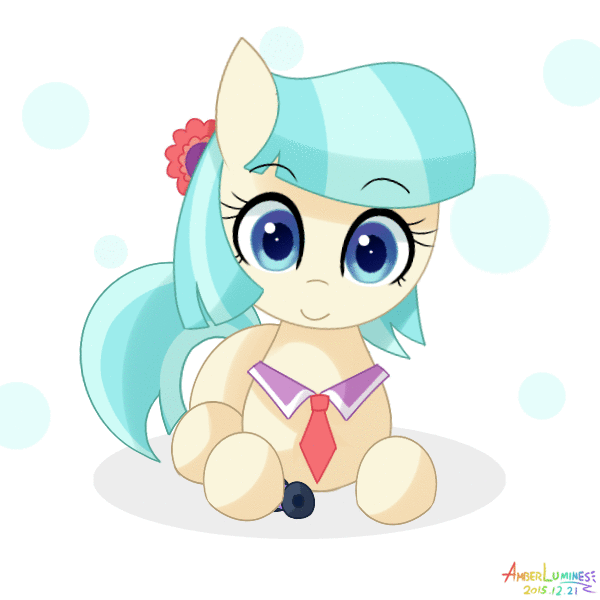 Size: 600x600 | Tagged: safe, artist:vanillafox2035, character:coco pommel, species:earth pony, species:pony, 3:, :o, animated, behaving like a cat, c:, cocobetes, crying, cute, dawwww, diabetes, eye shimmer, female, implied rarity, levitation, looking at you, magic, mare, offscreen character, prone, pure unfiltered evil, rainbow thread, sad, simple background, smiling, solo, telekinesis, thread, wavy mouth, weapons-grade cute, white background, you monster