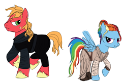 Size: 710x472 | Tagged: safe, artist:karmadash, character:big mcintosh, character:rainbow dash, ship:rainbowmac, clothing, colour sketch, cosplay, costume, crossover, female, kylo ren, male, rey, reylo, shipping, sketch, star wars, star wars: the force awakens, straight