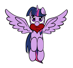 Size: 3923x3677 | Tagged: safe, artist:tsand106, part of a set, character:twilight sparkle, character:twilight sparkle (alicorn), species:alicorn, species:pony, female, heart, mare, mouth hold, solo, valentine