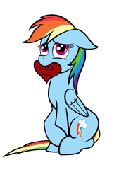 Size: 2373x3502 | Tagged: safe, artist:tsand106, part of a set, character:rainbow dash, female, heart, mouth hold, solo, valentine