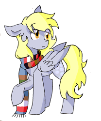 Size: 819x985 | Tagged: safe, artist:scarletskitty12, character:derpy hooves, species:pegasus, species:pony, clothing, female, fourth doctor's scarf, mare, scarf, simple background, solo