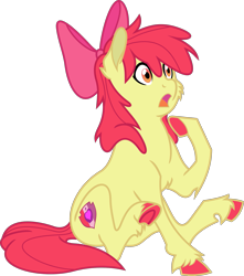 Size: 1767x2003 | Tagged: safe, artist:saturnstar14, character:apple bloom, cutie mark, female, open mouth, red hair, red tail, simple background, solo, the cmc's cutie marks, transparent background, underhoof, unshorn fetlocks