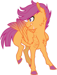 Size: 1671x2173 | Tagged: safe, artist:saturnstar14, character:scootaloo, species:pegasus, species:pony, colored wings, female, multicolored wings, simple background, solo, tail feathers, transparent background