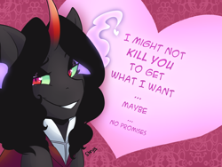 Size: 1024x768 | Tagged: safe, artist:mylittlesheepy, character:king sombra, queen umbra, rule 63, solo, valentine's day