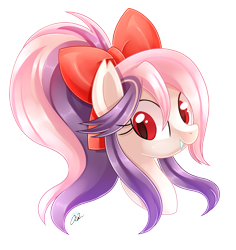 Size: 1700x1800 | Tagged: safe, artist:iheartjapan789, oc, oc only, oc:sweet velvet, species:bat pony, species:pony, bow, bust, female, hair bow, mare, ponytail, simple background, solo, transparent background