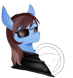 Size: 867x921 | Tagged: safe, artist:chiweee, oc, oc only, oc:calm wind, clothing, cool, ear fluff, leather jacket, looking back, simple background, smirk, solo, steering wheel, sunglasses, swag, white background