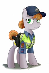 Size: 864x1280 | Tagged: safe, artist:buckweiser, character:copper top, episode:the gift of the maud pie, g4, my little pony: friendship is magic, cap, clothing, female, gun, hat, highway patrol, philippines, police officer, police uniform, signature, solo, weapon