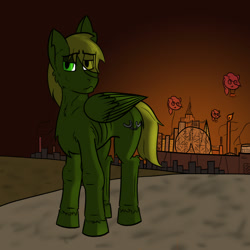 Size: 1000x1000 | Tagged: safe, artist:starrypallet, oc, oc only, oc:murky, species:pegasus, species:pony, fallout equestria, cutie mark, fallout equestria: murky number seven, fanfic, fanfic art, fillydelphia, hooves, hydrogen balloon, male, ministry mares, pinkie pie balloons, solo, stallion, wings