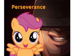 Size: 1058x794 | Tagged: safe, artist:biggreenpepper, artist:thatguy1945, edit, character:scootaloo, species:pegasus, species:pony, crossover, soldier, team fortress 2, vector, vector edit