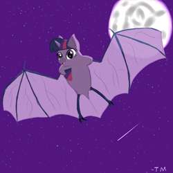 Size: 1000x1000 | Tagged: safe, artist:tanmansmantan, character:twilight sparkle, species:bat, species swap